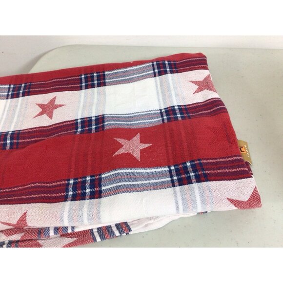 Patriotic Red Plaid Tablecloth Cotton 48 X 62 - Picture 4 of 5